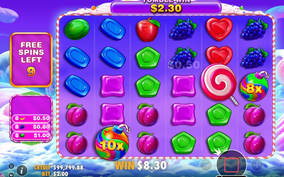 Free Spins in progress with a bomb's multiplier value