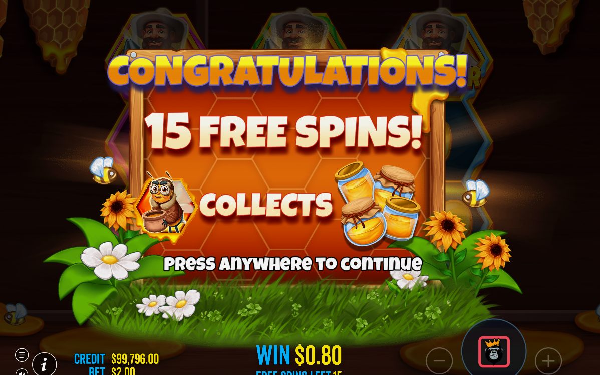 Free Spins round with BEE WILD on the reels