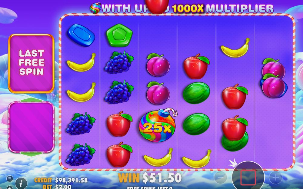 Free Spins opening screen with bombs appearing on the reels